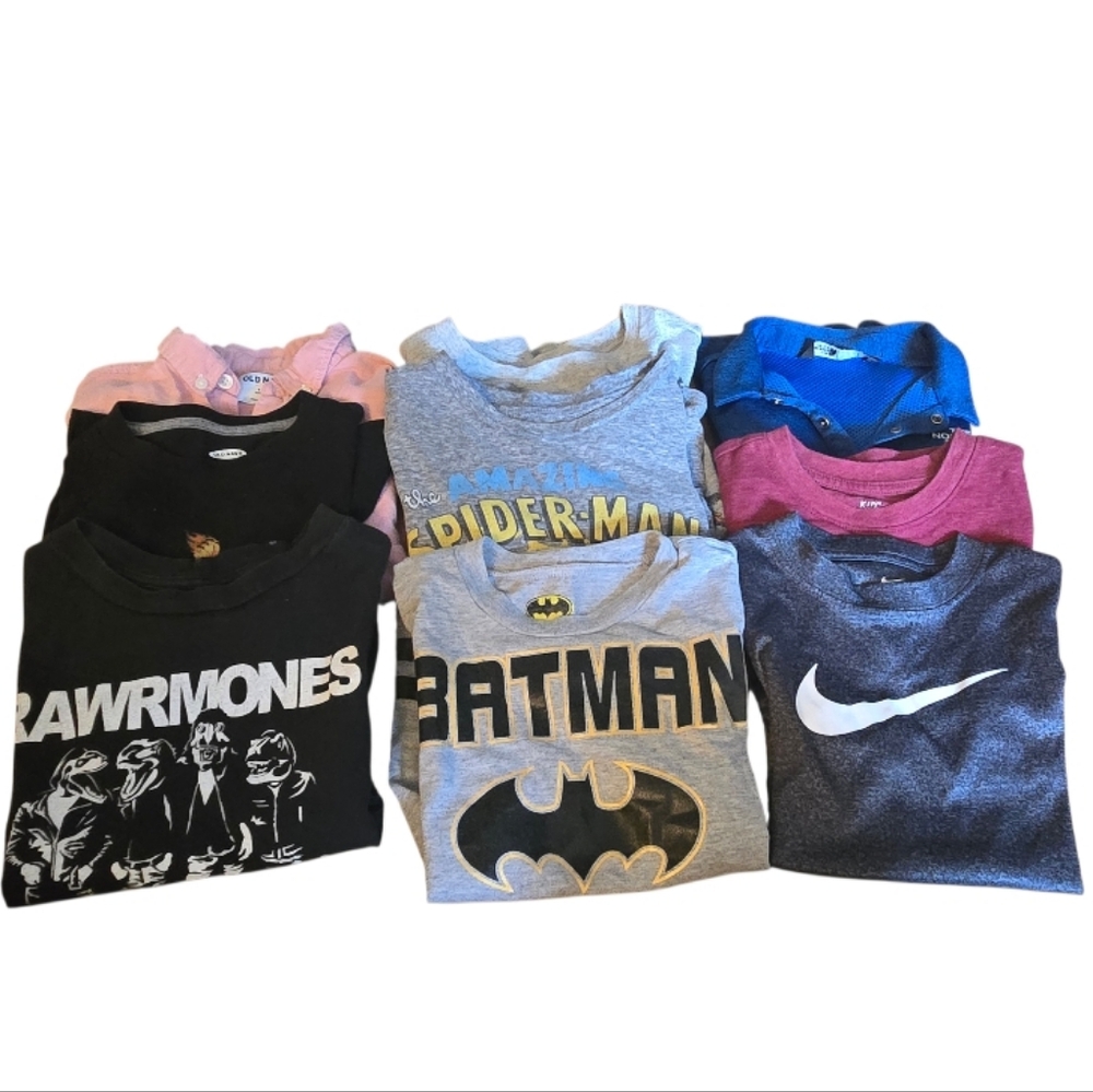 Kids Short Sleeve Tees - Batman, Spider-Man, Nike, North Face Sz 6